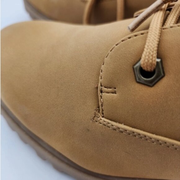 Madden Girl FFLYJ101 Tan Combat Boots Women’s 9 Lace-Up Side Zip Chunky Heel - Picture 8 of 15